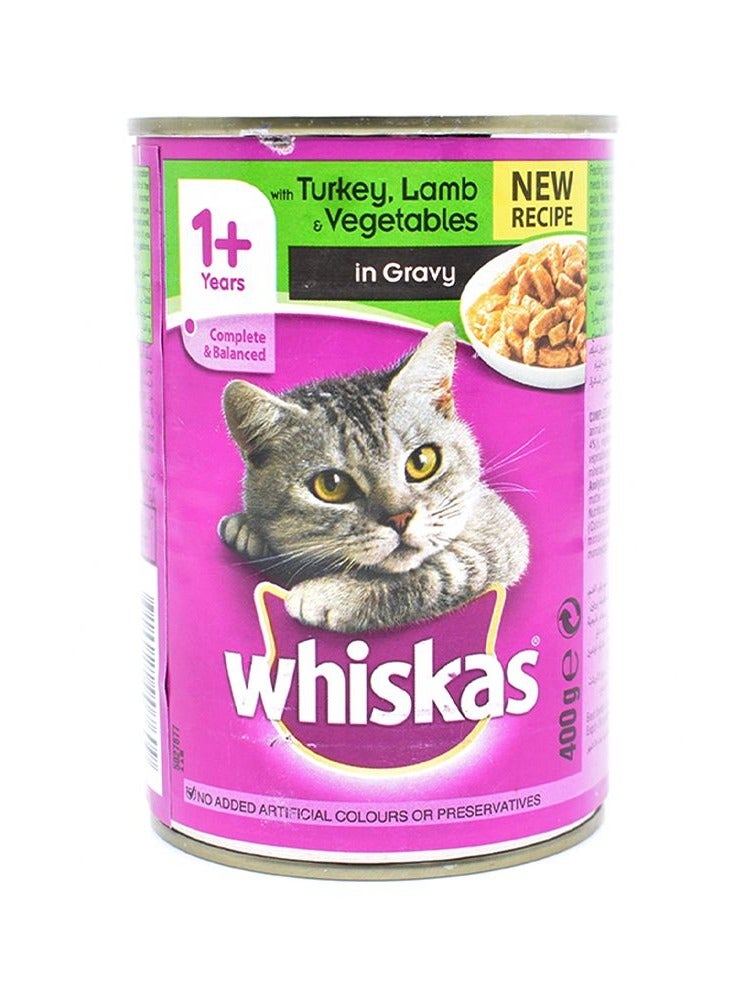 Whiskas Tasty Mince Lamb Turkey And Vegetables In Gravy Cat Food 400 Gms